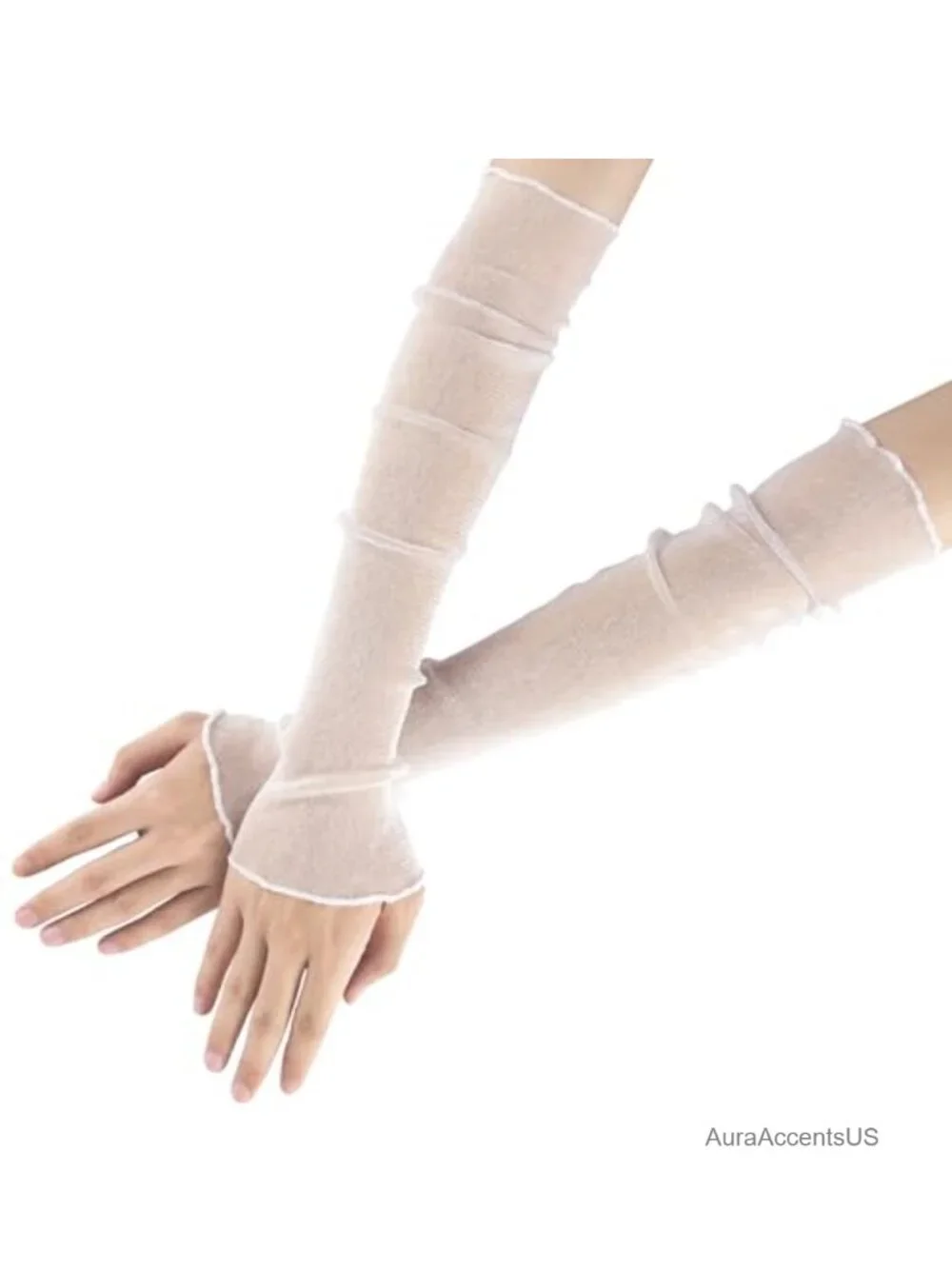 Ultra-thin Lace Gloves Fingerless Arm Sleeves Sun Protection Cooling Mesh Tulle
